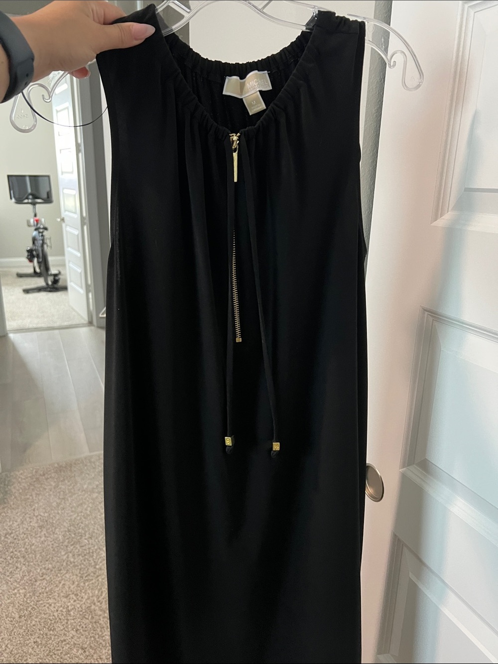 MICHAEL Michael Kors Black Sleeveless Maxi Dress with Gold Zip